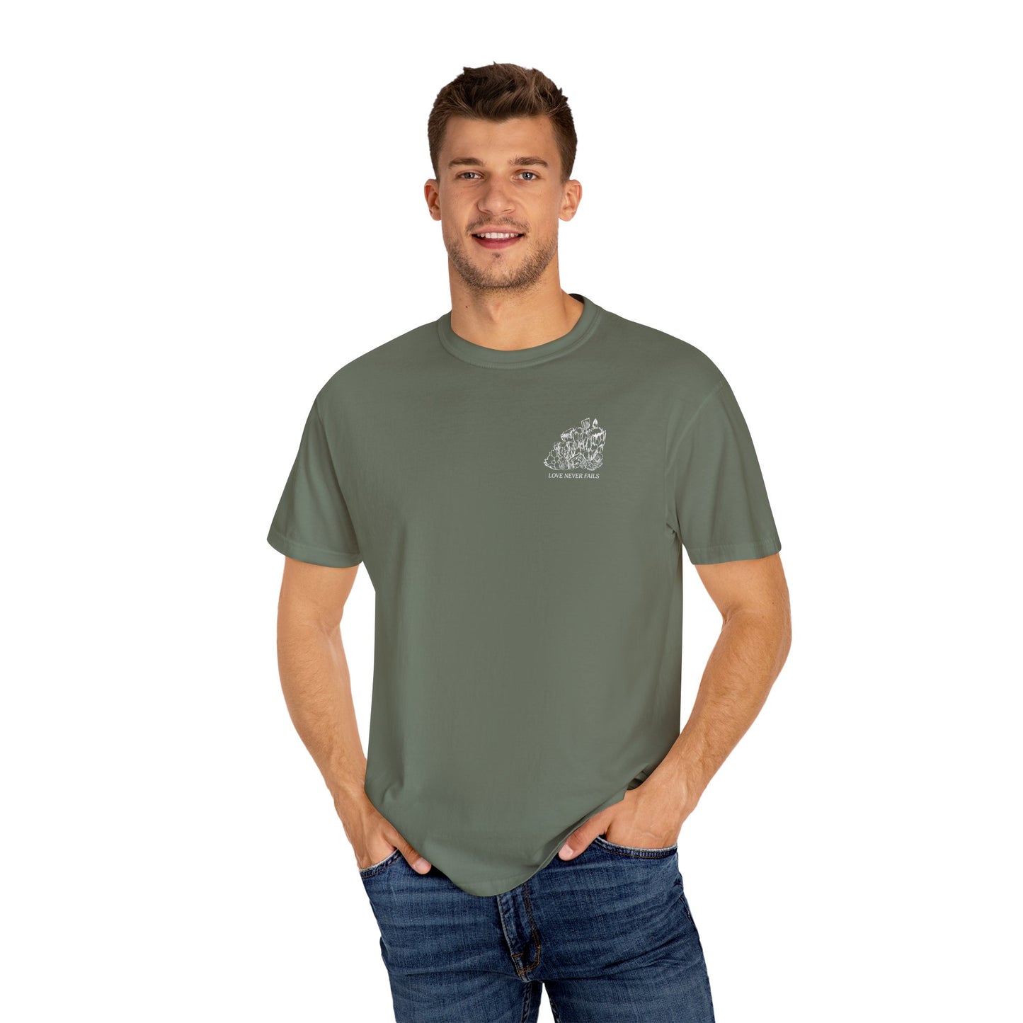 LOVE NEVER FAILS Tee (solid colors)