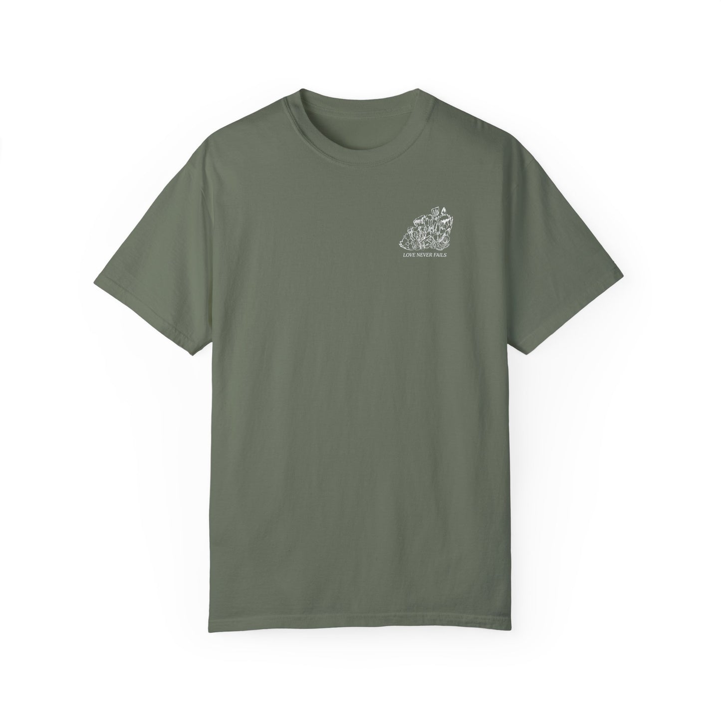 LOVE NEVER FAILS Tee (solid colors)