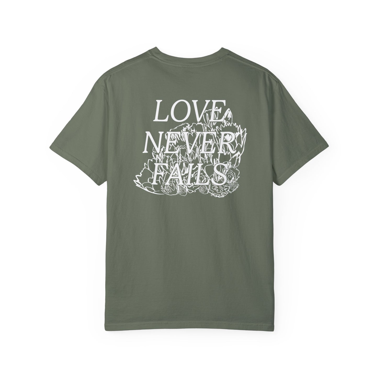 LOVE NEVER FAILS Tee (solid colors)