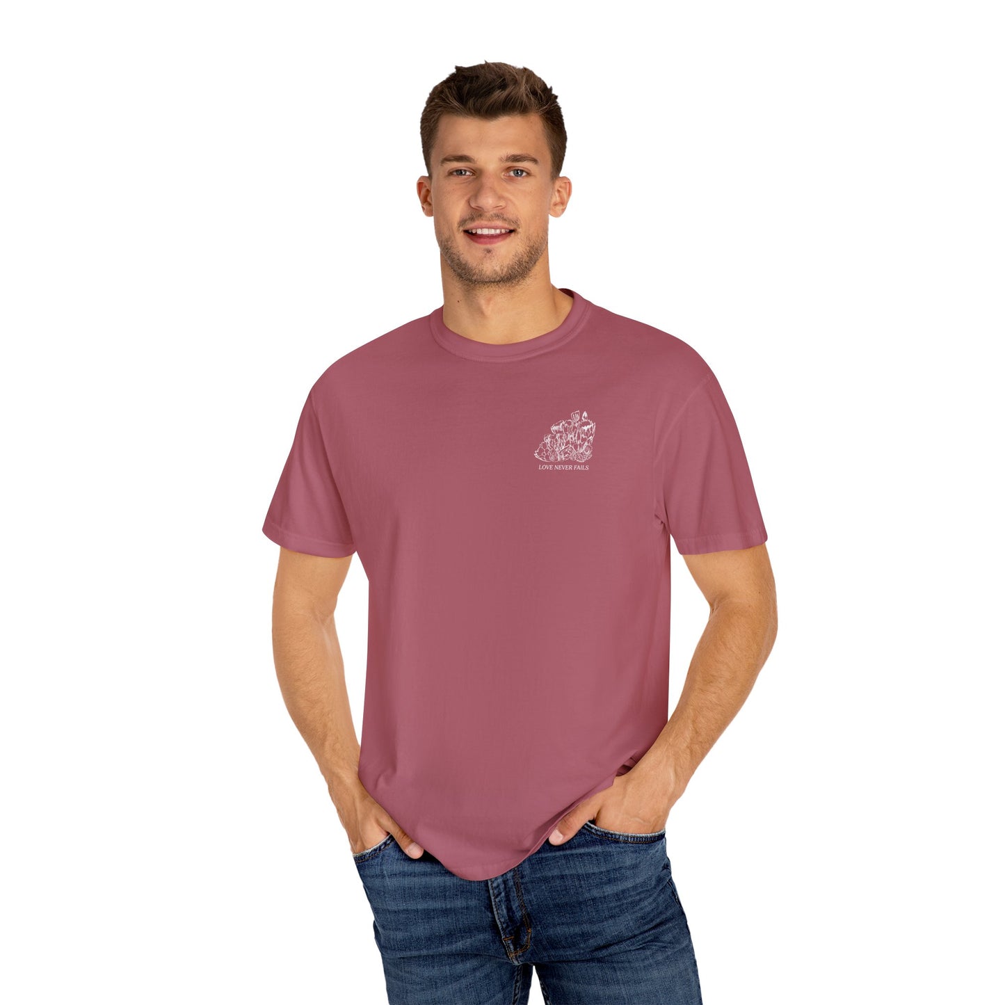 LOVE NEVER FAILS Tee (solid colors)