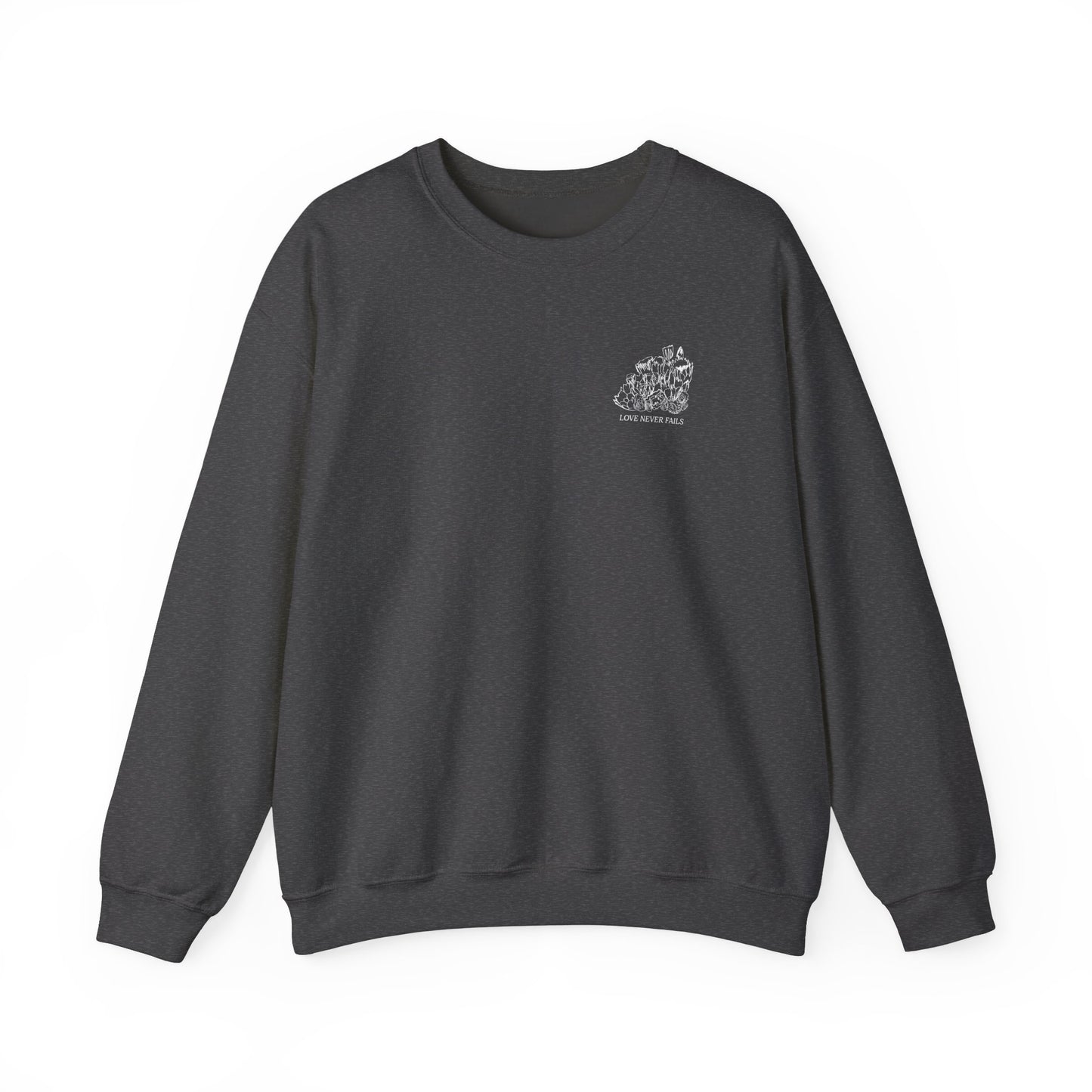 LOVE NEVER FAILS Unisex Heavy Blend™ Crewneck Sweatshirt